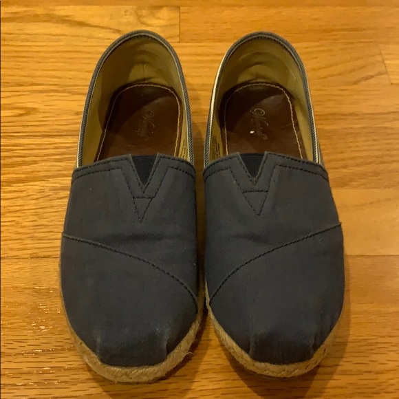 Navy Stripe Espadrille Slip Ons - Picture 2 of 2